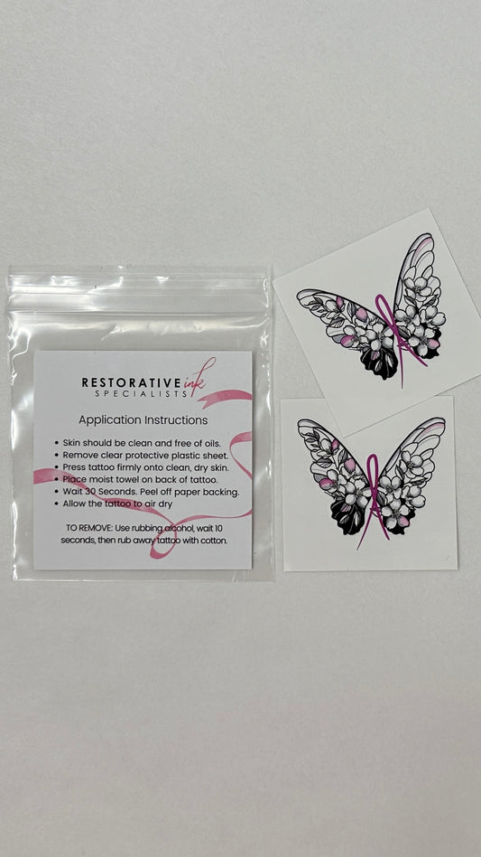 Breast Cancer Butterfly Temporary Tattoos