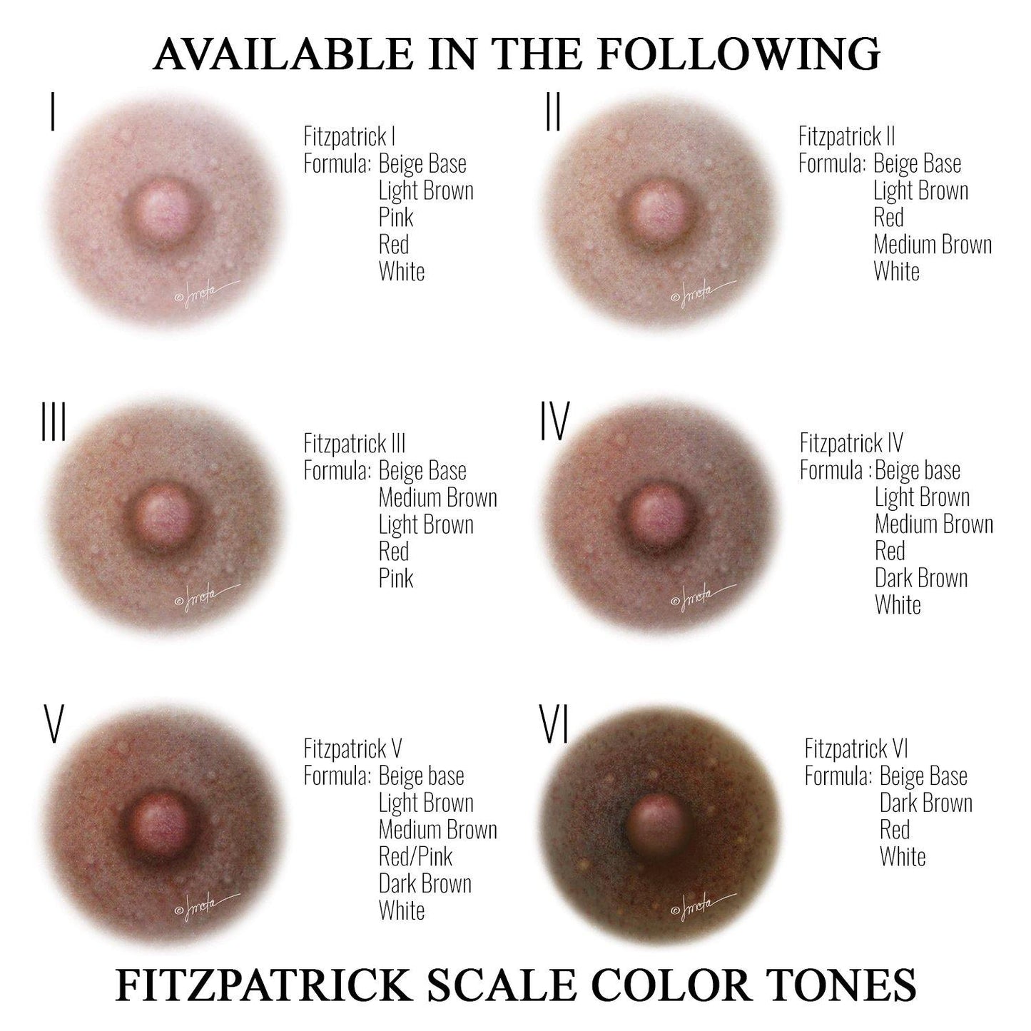 Temp Tattoo Fitzpatrick Color #6 - 1 Pair - Restorative Ink Specialists