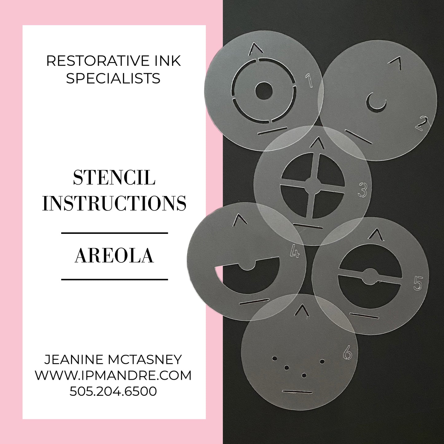 3-D Areola Tattoo Stencil Set, Female