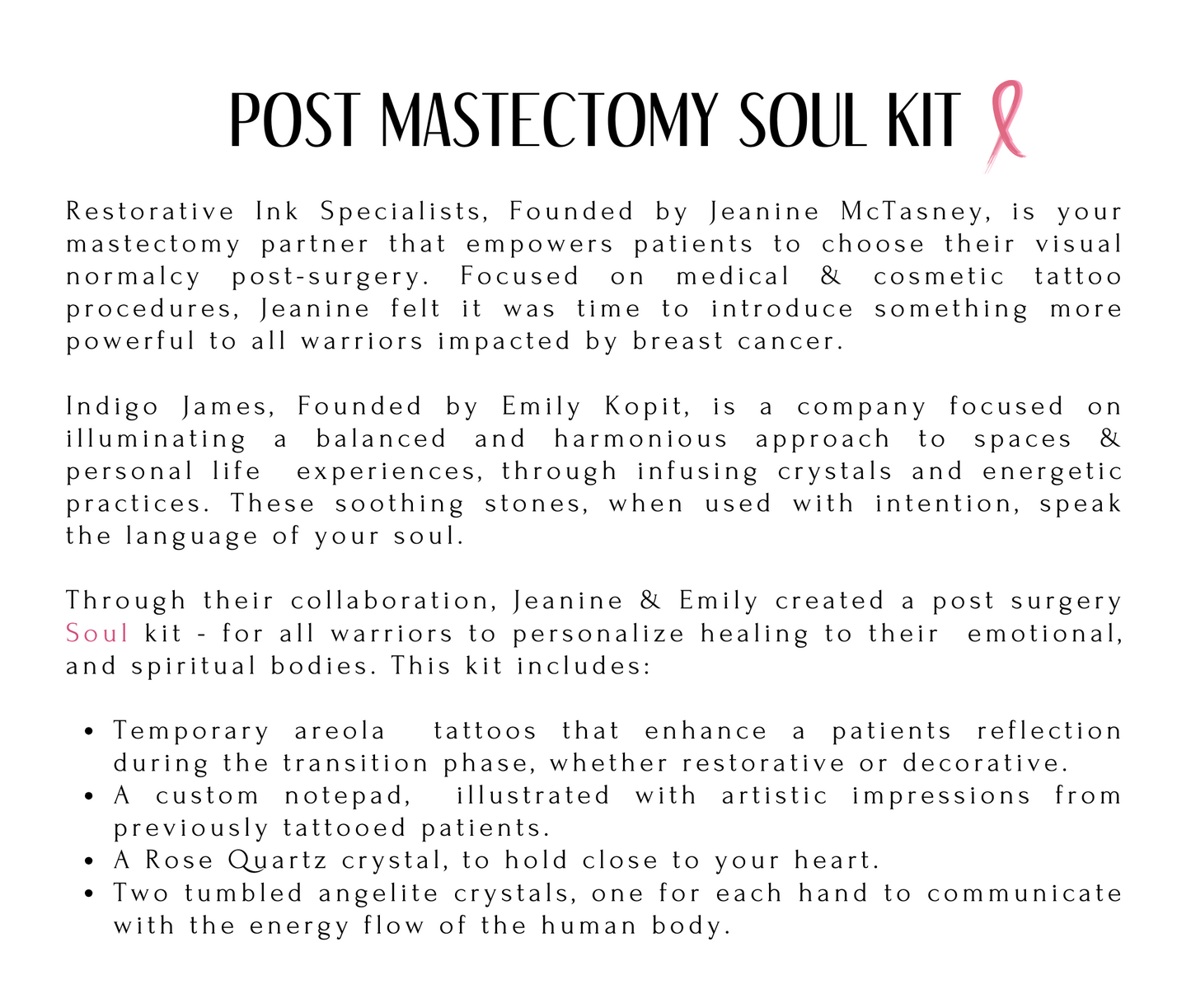 Post Mastctomy care kit, FOR THE SOUL