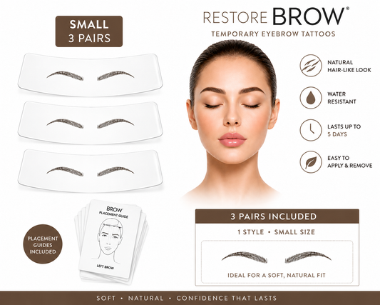 Restore Brows: Temporary Brow Tattoos, Small, 3 pairs