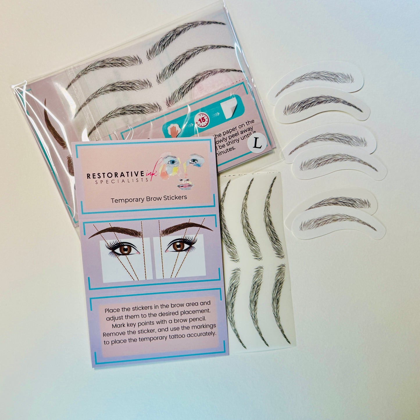 Temporary Brow Tattoo Kit, Sample pack S-M-L