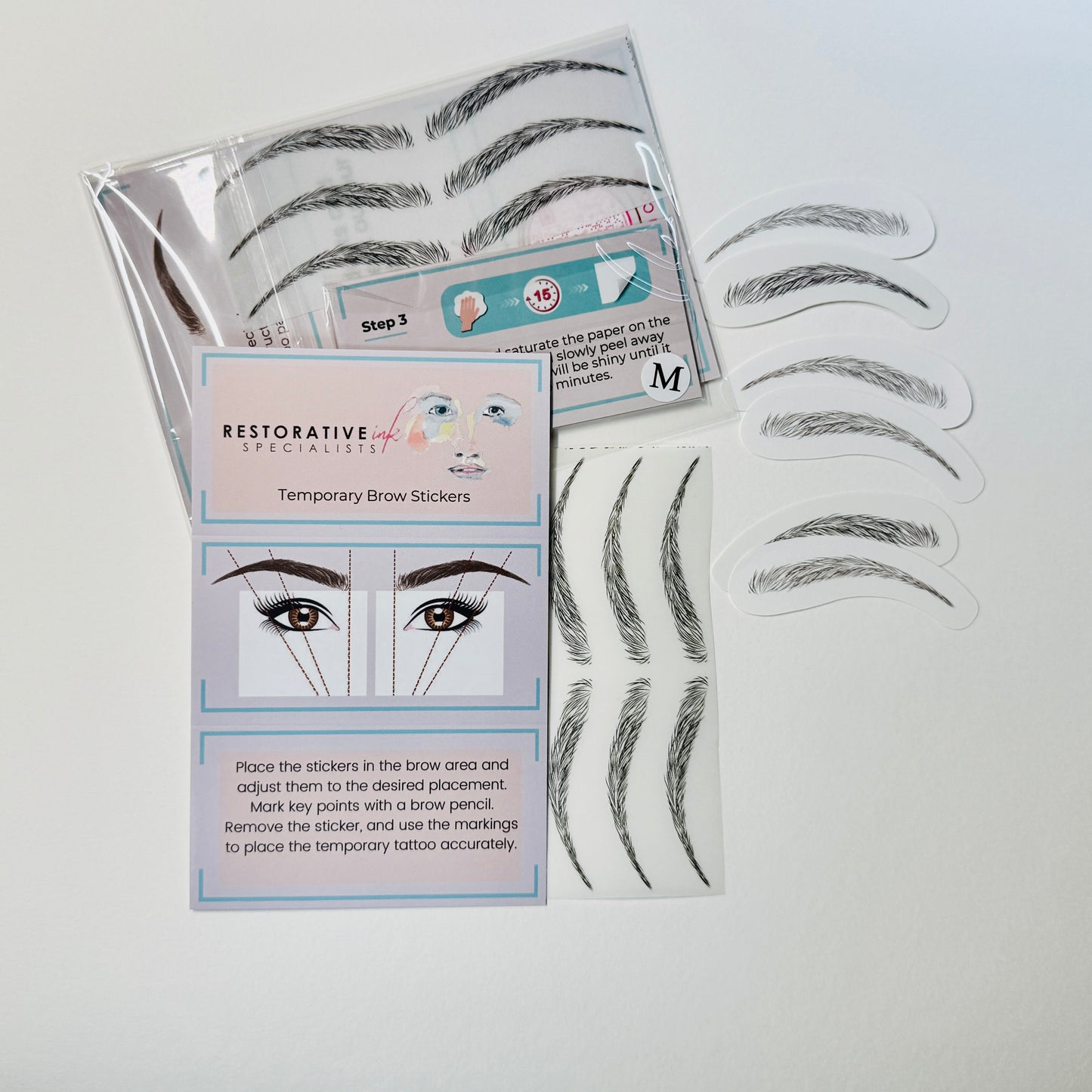 Temporary Brow Tattoo Kit, Sample pack S-M-L