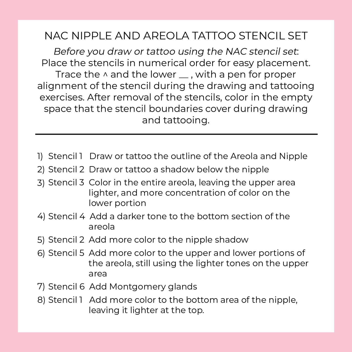 Areola and Nipple Tattoo Stencil Design Kit