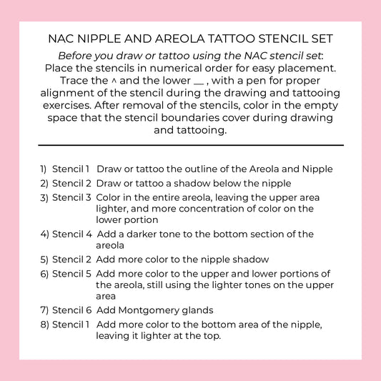 3-D Areola Tattoo Stencil Set, Male